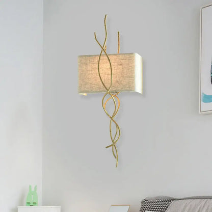 Decorbites Gold Silver Branch Sconce with twisting gold metal stems and beige shade on Tampa Home & Garden Store