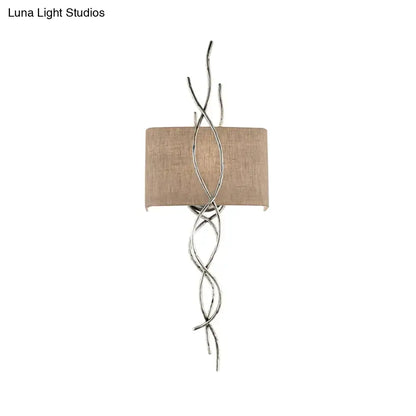 Gold Silver Branch Sconce with twisting metal branches and tan fabric shade on Tampa Home & Garden Store