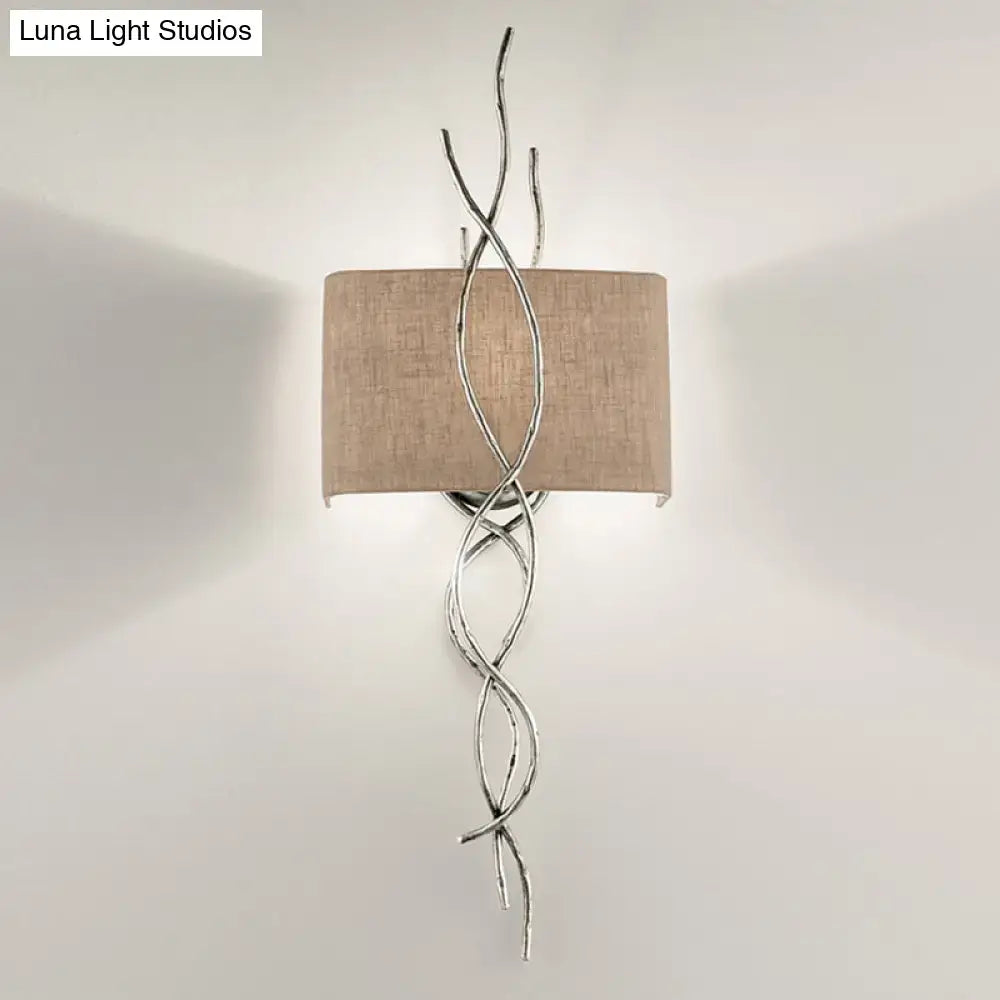 Gold Silver Branch Sconce with twisting silver branches and beige shade by Decorbites on Tampa Home & Garden Store