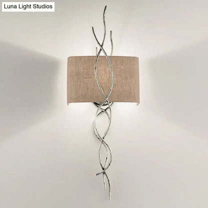 Gold Silver Branch Sconce with twisting silver branches and beige shade by Decorbites on Tampa Home & Garden Store