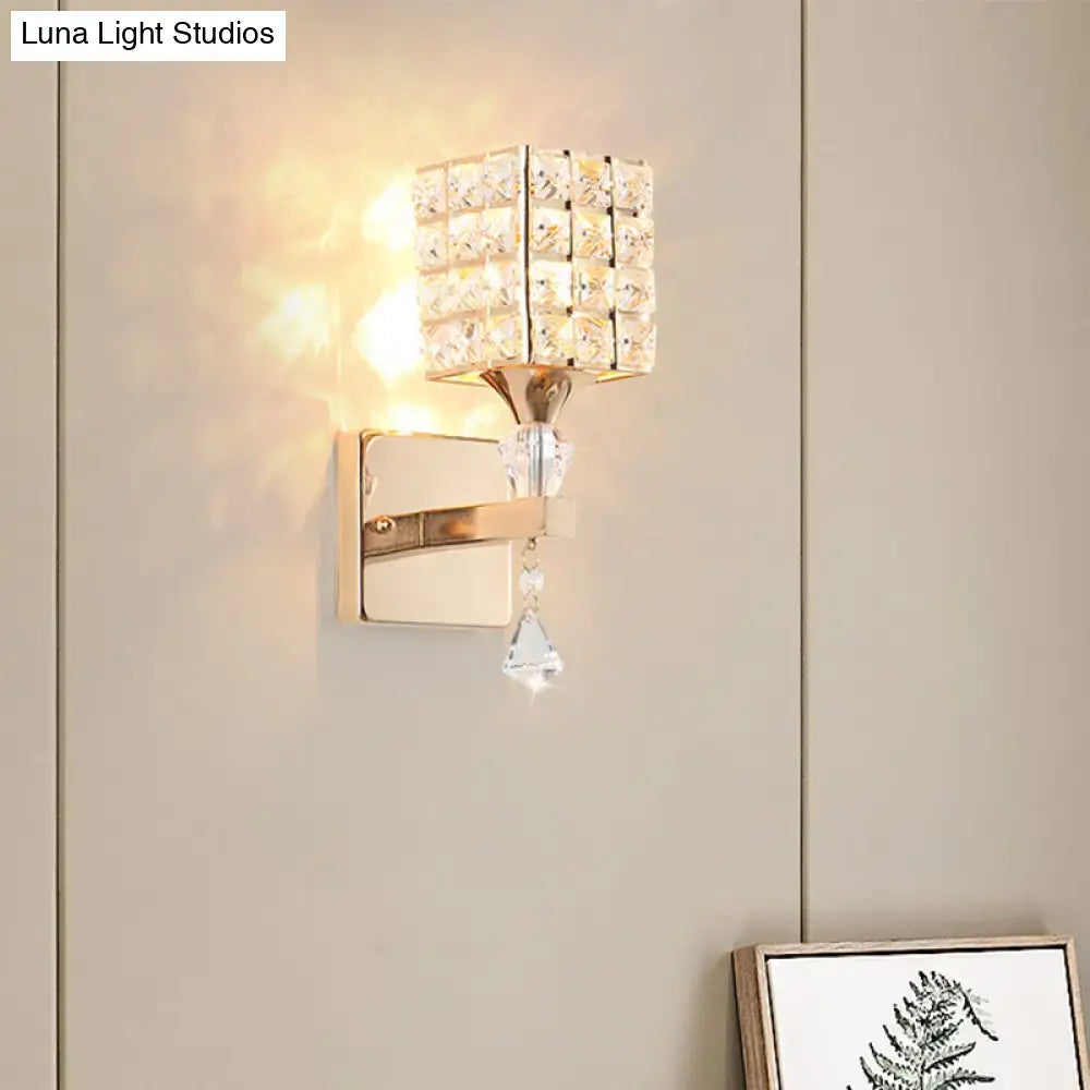 Gold Silver Crystal Sconce with crystal shade by Luna Light Studios on Tampa Home & Garden Store