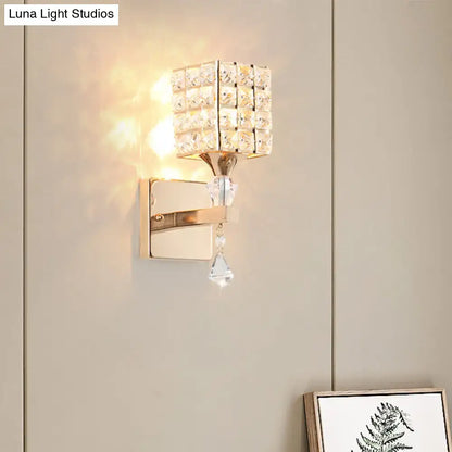 Gold Silver Crystal Sconce with crystal shade by Luna Light Studios on Tampa Home & Garden Store