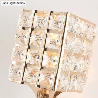 Gold Silver Crystal Sconce with a 4x4 grid of faceted clear crystals in a gold-tone frame on Tampa Home & Garden Store