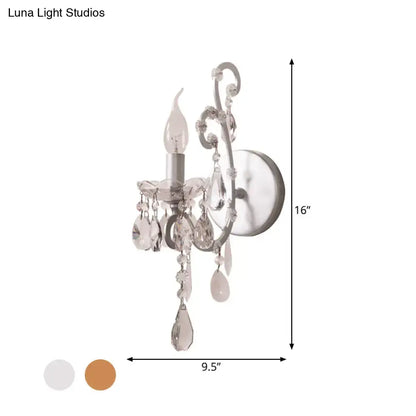 Crystal Drop Wall Sconce Decorbites with crystal prisms, silver on Tampa Home & Garden Store