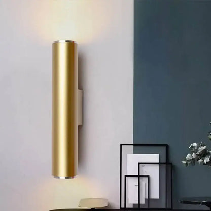 Modern Gold Tube Wall Sconce And Metal Body