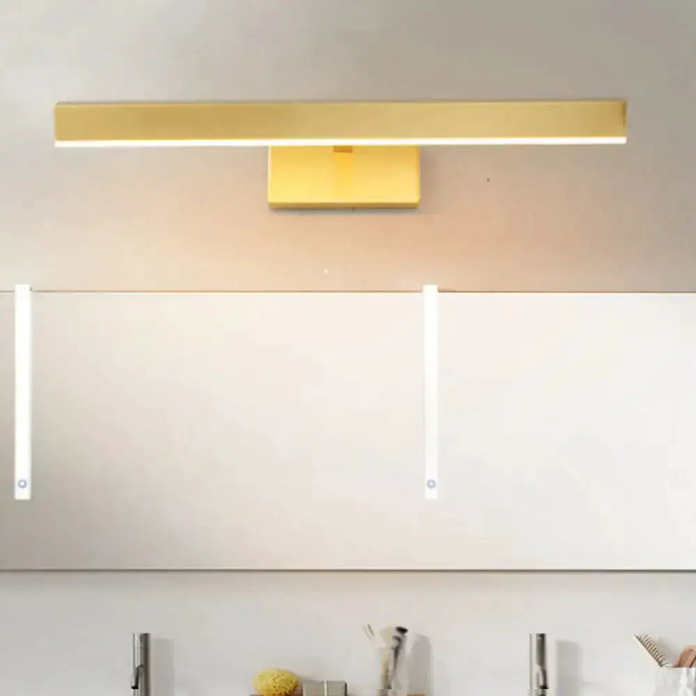 Modern gold slim rectangle vanity lighting bathroom wall light, horizontal bar on Tampa Home & Garden Store