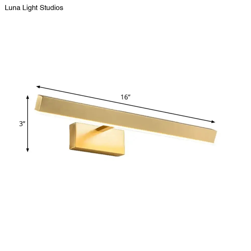 Modern gold slim rectangle vanity light 16in long, wall-mounted by Decorbites on Tampa Home & Garden Store
