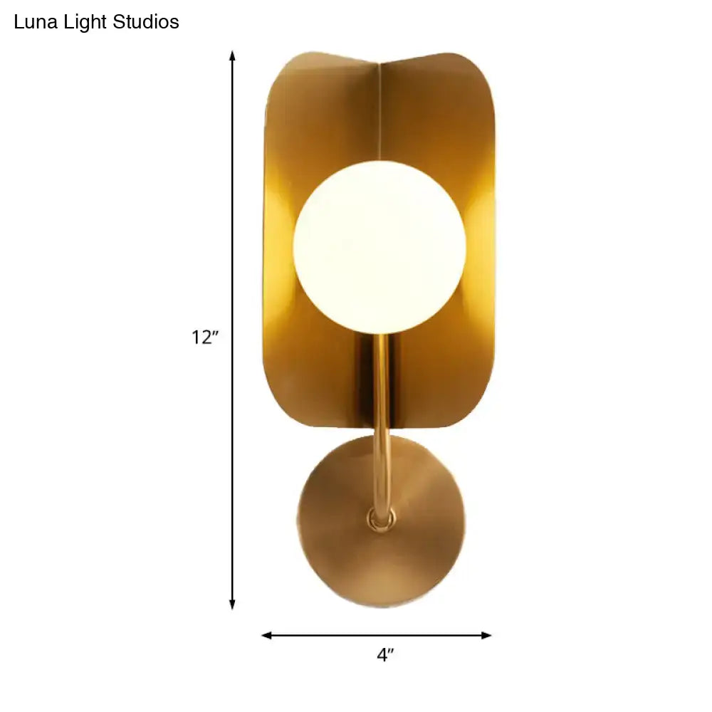 Gold Sphere Metal Sconce with brass finish and white globe by Decorbites on Tampa Home & Garden Store