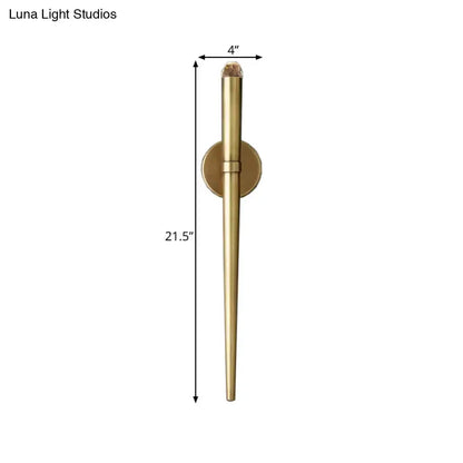 Gold tapered crystal LED wall lamp Decorbites gold metal sconce with crystal tip 21.5 in tall on Tampa Home & Garden Store
