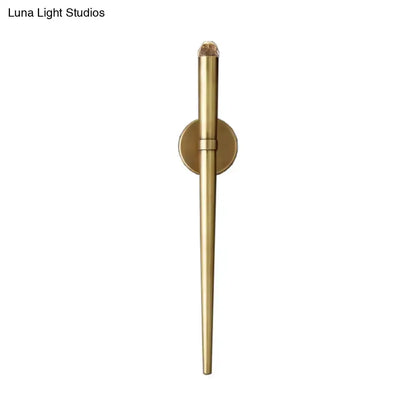 Decorbites gold tapered crystal LED wall lamp with round wall mount for living room on Tampa Home & Garden Store