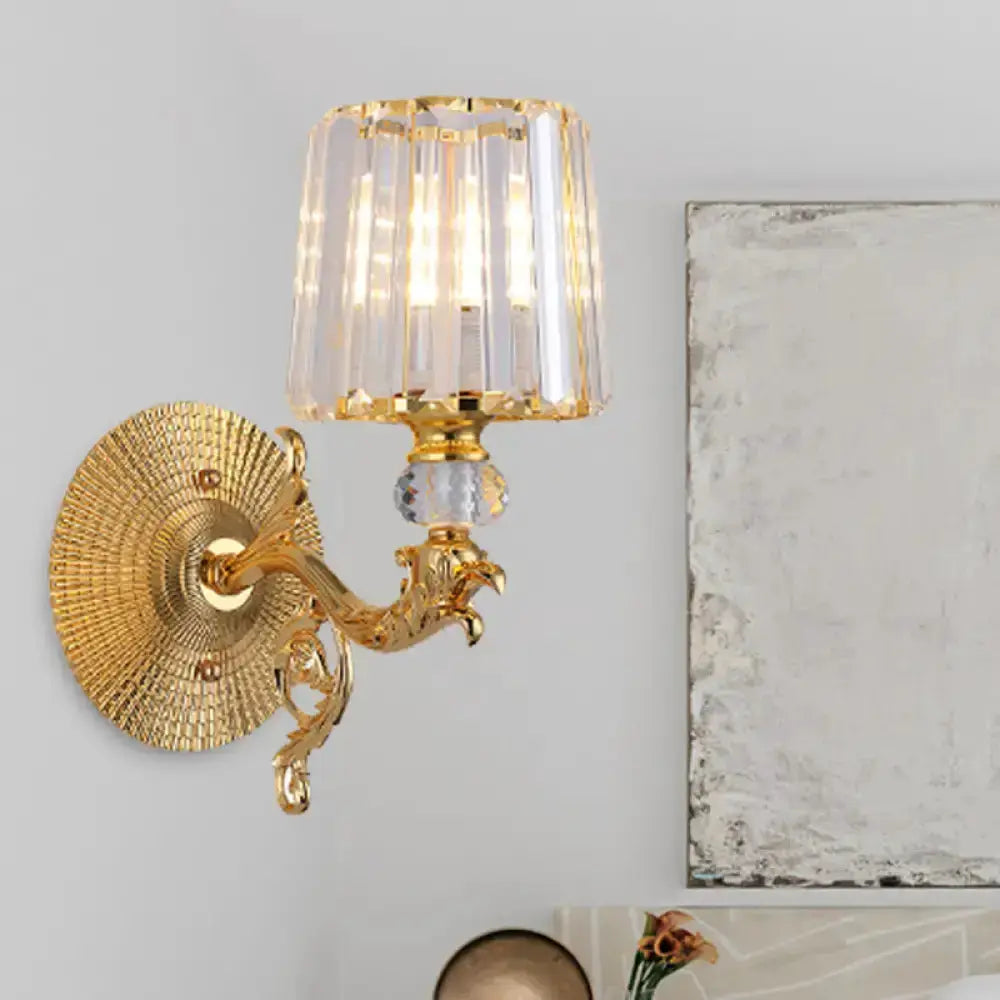 Modern gold tapered wall light fixture with crystal shade and dragon motif Decorbites on Tampa Home & Garden Store