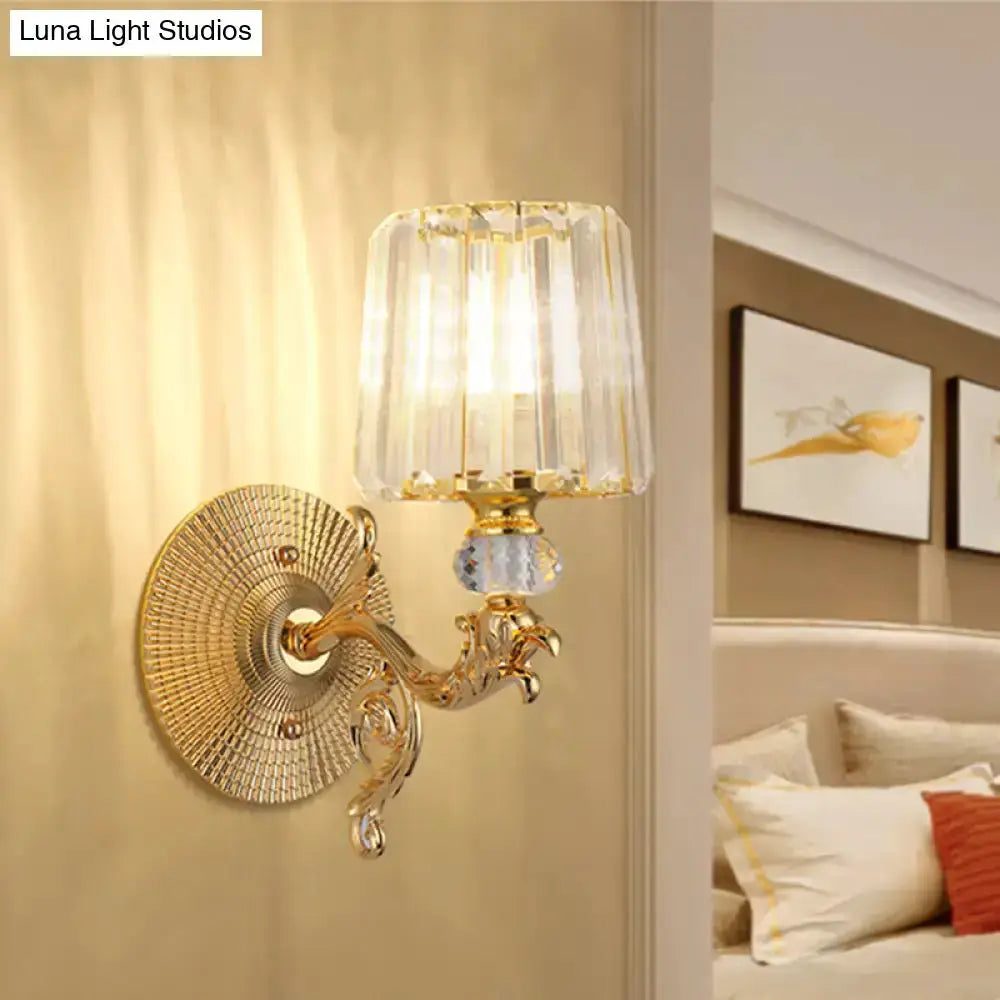 Modern gold tapered wall light fixture crystal dragon bedroom sconce by Decorbites on Tampa Home & Garden Store