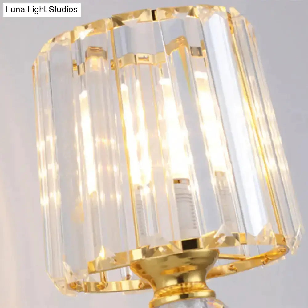 Modern gold tapered crystal wall sconce with clear crystal panels Decorbites on Tampa Home & Garden Store