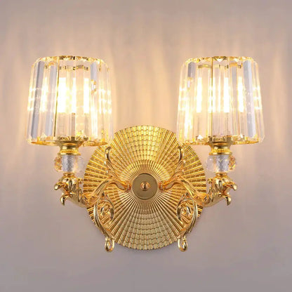 Decorbites gold crystal dragon wall sconce with dual tapered shade lights on Tampa Home & Garden Store