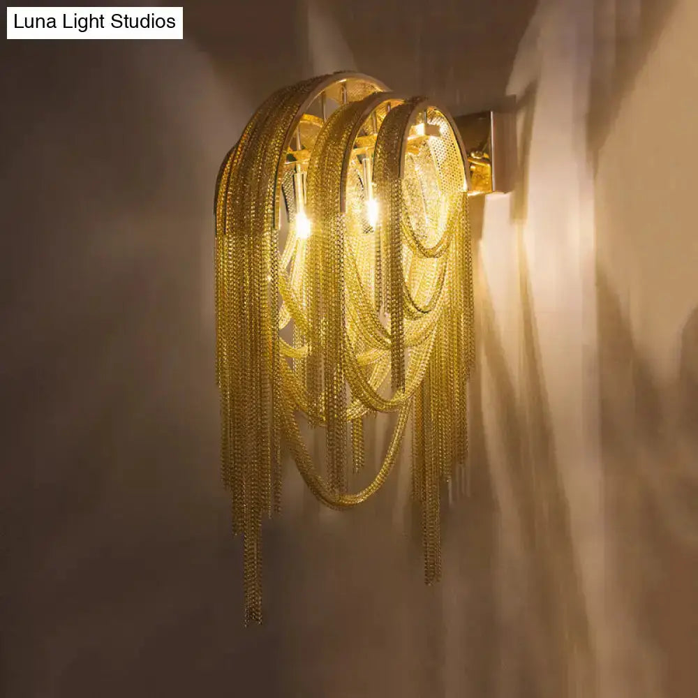 Modern gold tassel wall sconce with hanging chain drapes, Decorbites 110–120V on Tampa Home & Garden Store