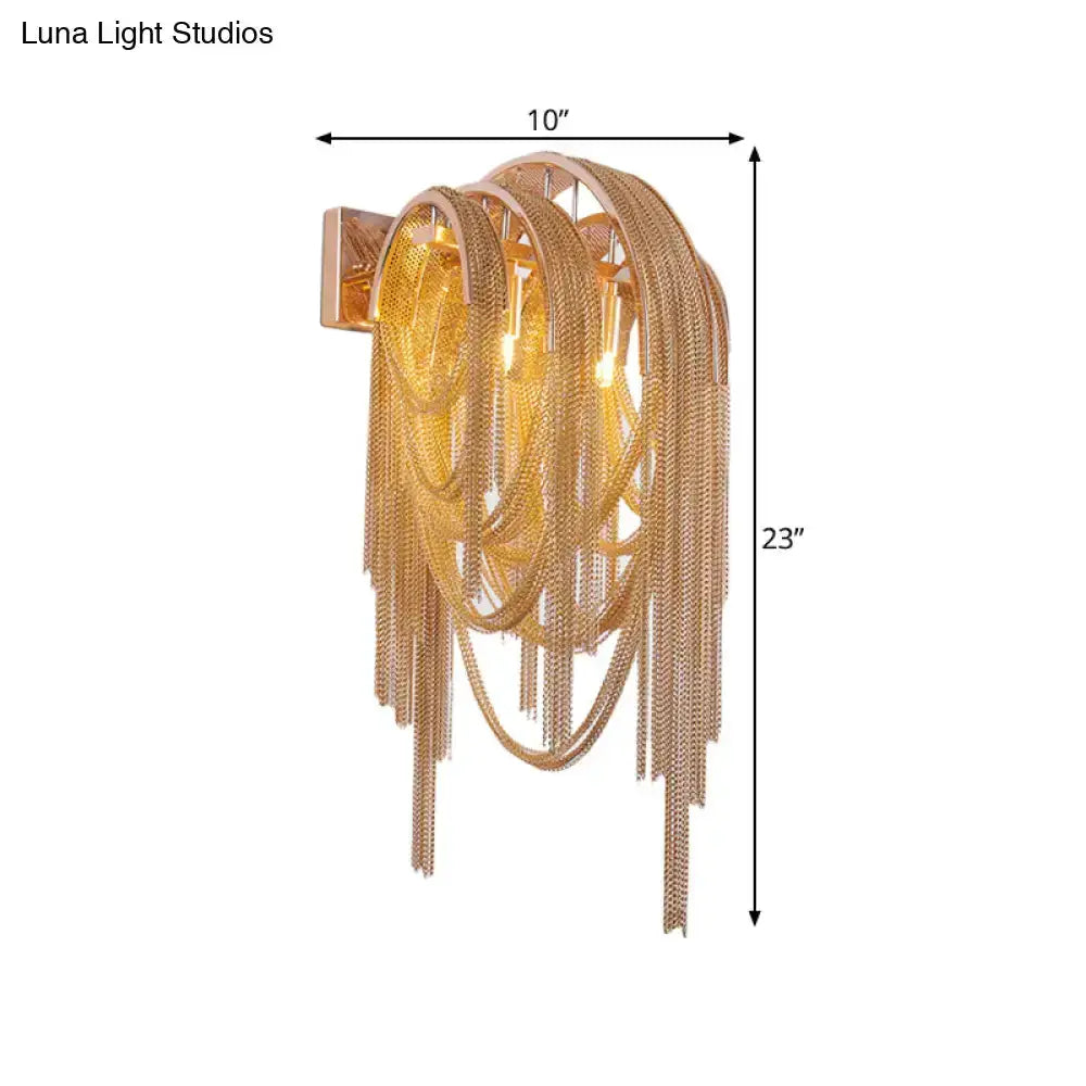 Modern gold tassel wall sconce by Decorbites for living room, 23in tall, 10in wide on Tampa Home & Garden Store