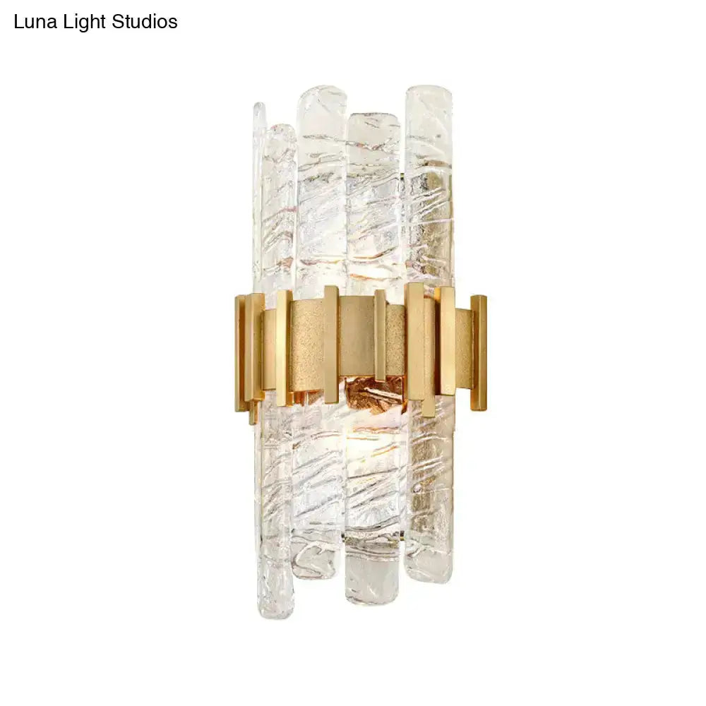 Modern gold textured glass sconce light fixture with clear rods by Decorbites on Tampa Home & Garden Store