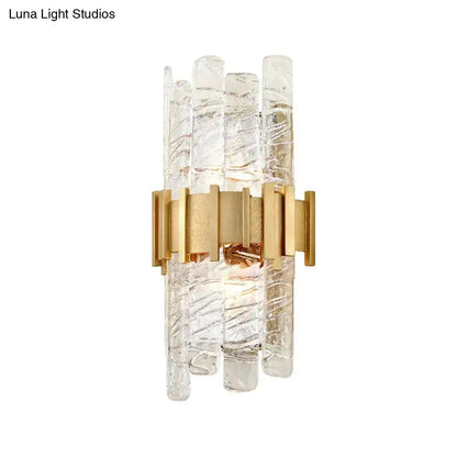 Modern gold textured glass sconce light fixture with clear rods by Decorbites on Tampa Home & Garden Store