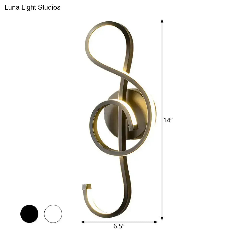 Treble Clef Wall Lamp Gold Led Sconce for Bedroom