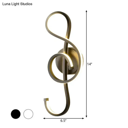 Treble Clef Wall Lamp Gold Led Sconce for Bedroom