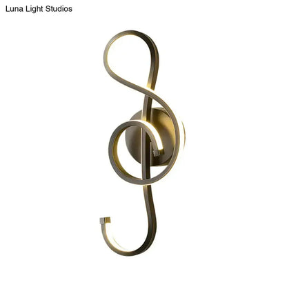 Treble Clef Wall Lamp Gold Led Sconce for Bedroom