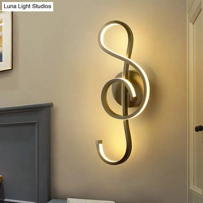 Treble Clef Wall Lamp Gold Led Sconce for Bedroom
