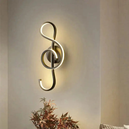 Treble Clef Wall Lamp Gold Led Sconce for Bedroom