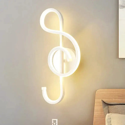 Treble Clef Wall Lamp Gold Led Sconce for Bedroom