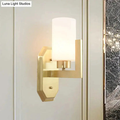 Decorbites modern gold tubular wall lamp with glass shade for living room on Tampa Home & Garden Store