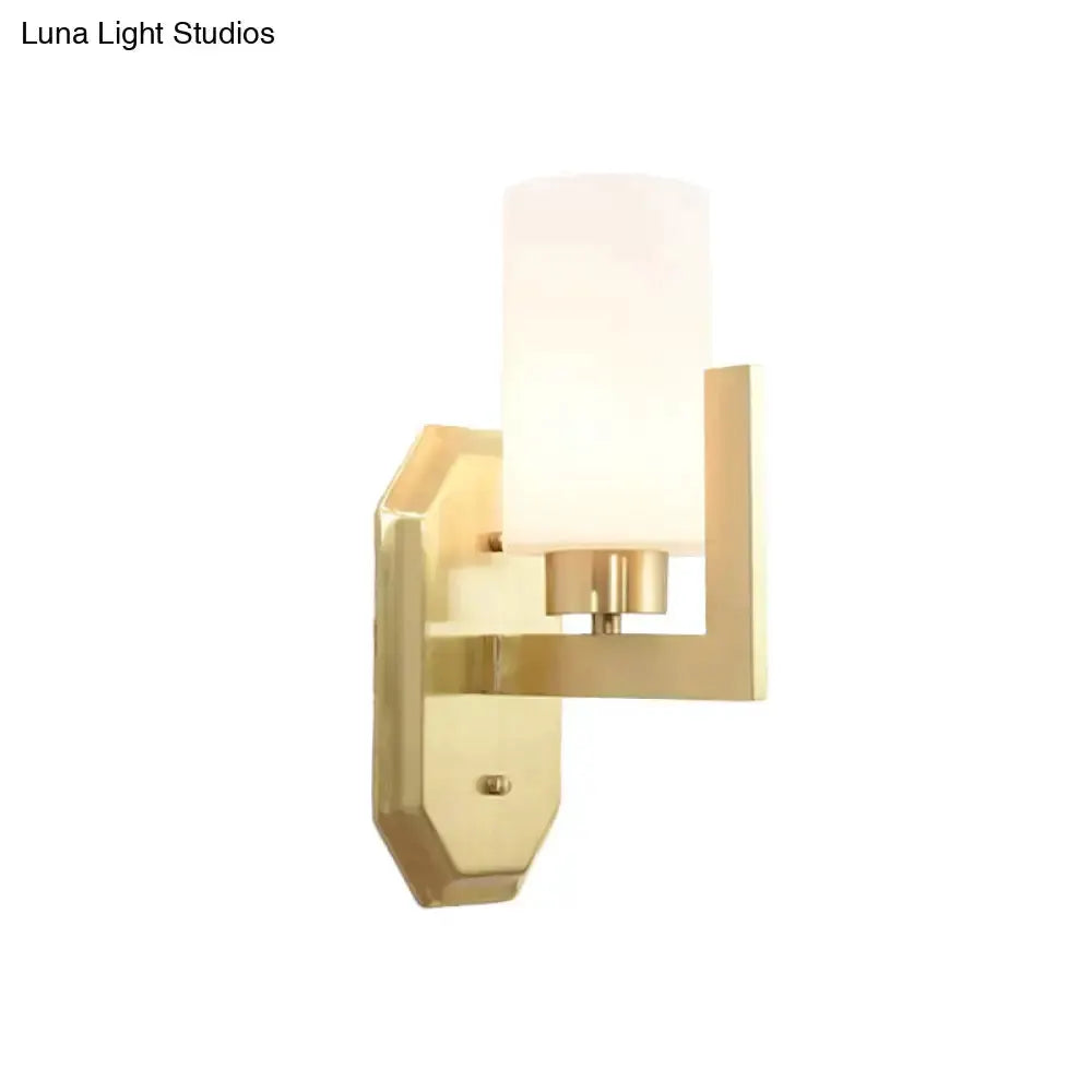 Modern gold tubular wall lamp with frosted glass shade for living room Decorbites on Tampa Home & Garden Store