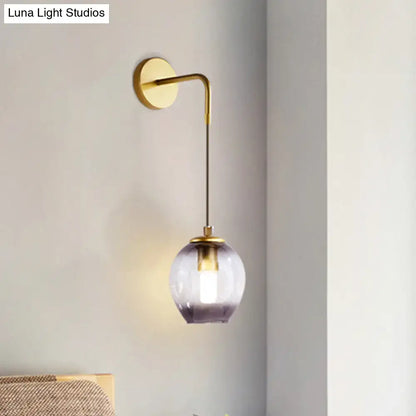 Gold Tulip Wall Lamp by Decorbites with brass arm and purple glass shade on Tampa Home & Garden Store
