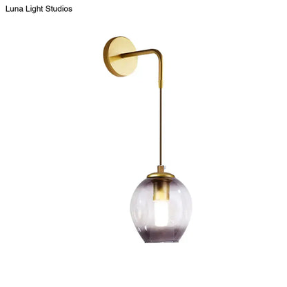 Gold Tulip Wall Lamp with brass arm and purple-tinted glass shade by Decorbites on Tampa Home & Garden Store