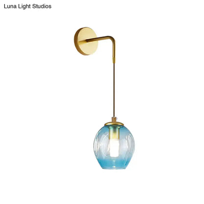 Gold Tulip Wall Lamp by Decorbites with blue glass shade and brass wall mount on Tampa Home & Garden Store