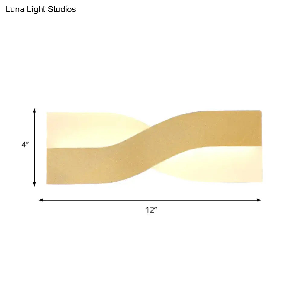 Gold twisted LED wall lamp acrylic design by Decorbites, 12in wide x 4in high on Tampa Home & Garden Store