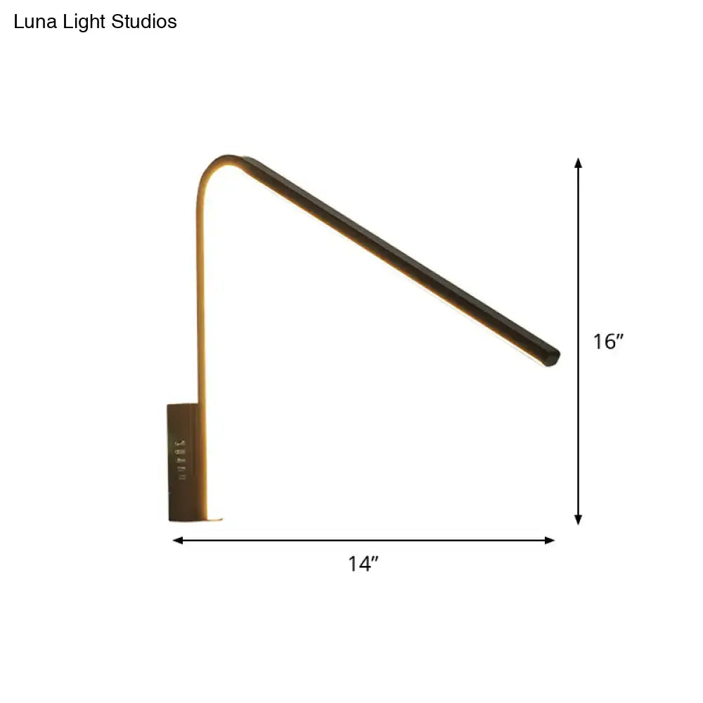 Gold V-Shaped Wall Light by Decorbites with curved stem and warm LED glow, 14in wide 16in high on Tampa Home & Garden Store
