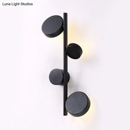 Vertical Linear Sconce Light: Black/Gold Finish, Post-Modern Design with 3 LED Metal Wall Lamp Heads
