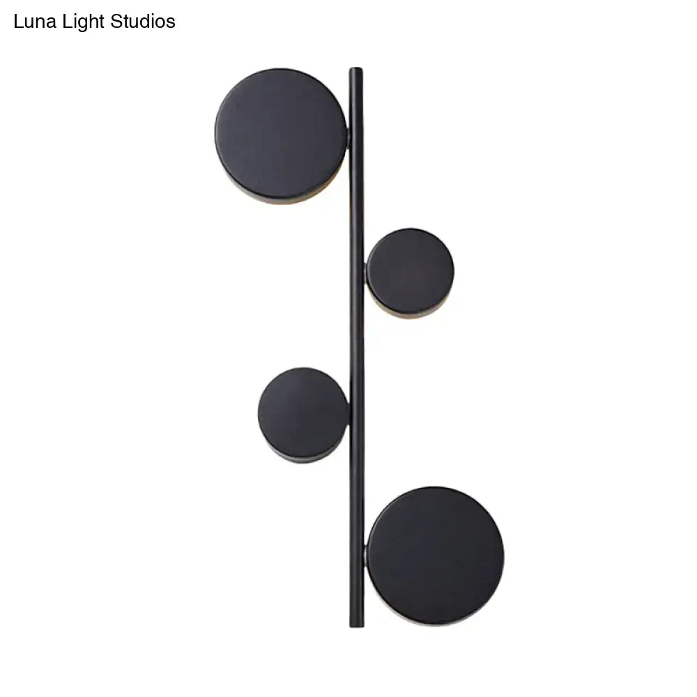 Vertical Linear Sconce Light: Black/Gold Finish, Post-Modern Design with 3 LED Metal Wall Lamp Heads