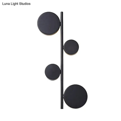 Vertical Linear Sconce Light: Black/Gold Finish, Post-Modern Design with 3 LED Metal Wall Lamp Heads