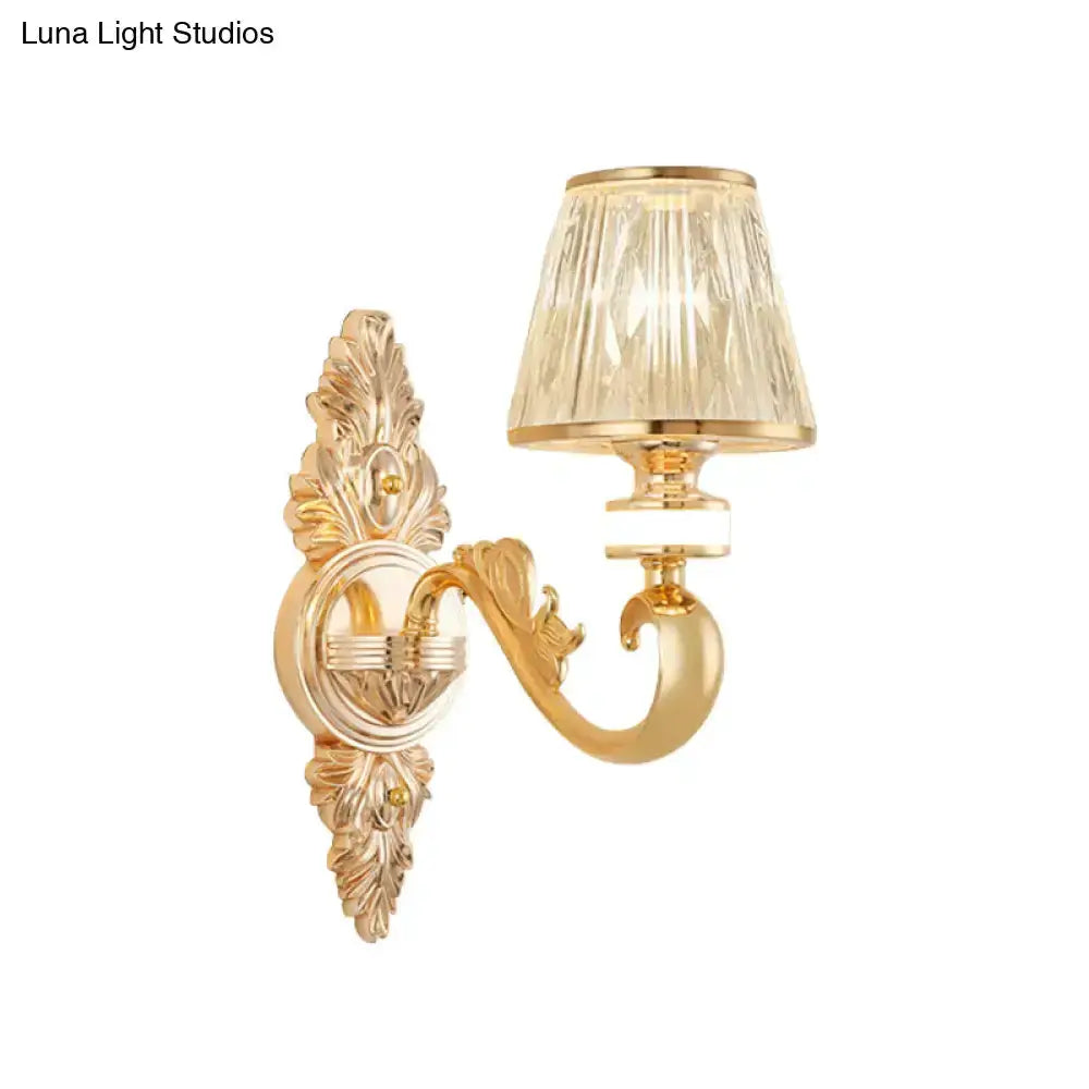 Modern Gold Wall Lamp With Crystal Shade Sconce