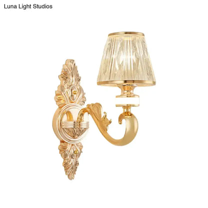 Modern Gold Wall Lamp With Crystal Shade Sconce