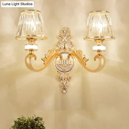 Modern Gold Wall Lamp With Crystal Shade Sconce