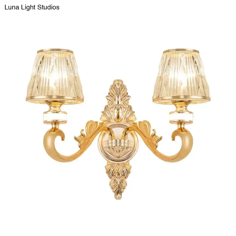 Modern Gold Wall Lamp With Crystal Shade Sconce