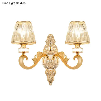 Modern Gold Wall Lamp With Crystal Shade Sconce
