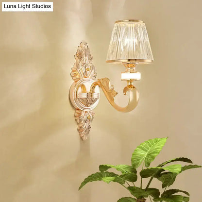 Decorbites modern gold wall lamp sconce with crystal cone shade for bedroom on Tampa Home & Garden Store