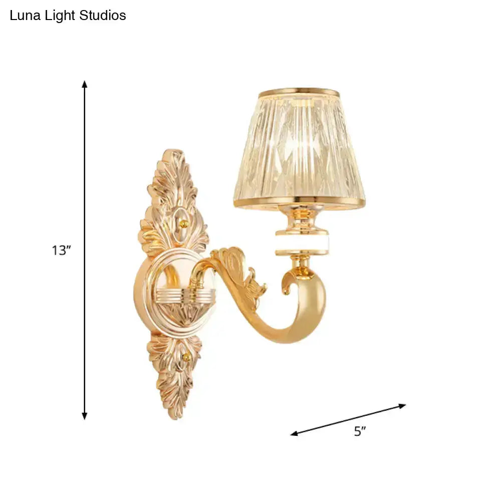 Modern Gold Wall Lamp With Crystal Shade Sconce