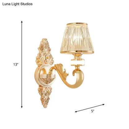 Modern Gold Wall Lamp With Crystal Shade Sconce