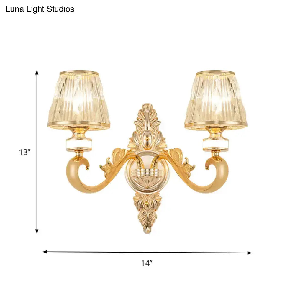 Modern Gold Wall Lamp With Crystal Shade Sconce