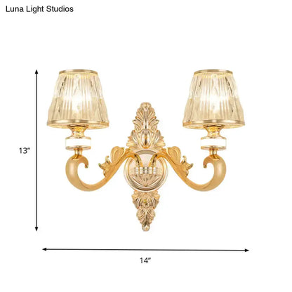 Modern Gold Wall Lamp With Crystal Shade Sconce
