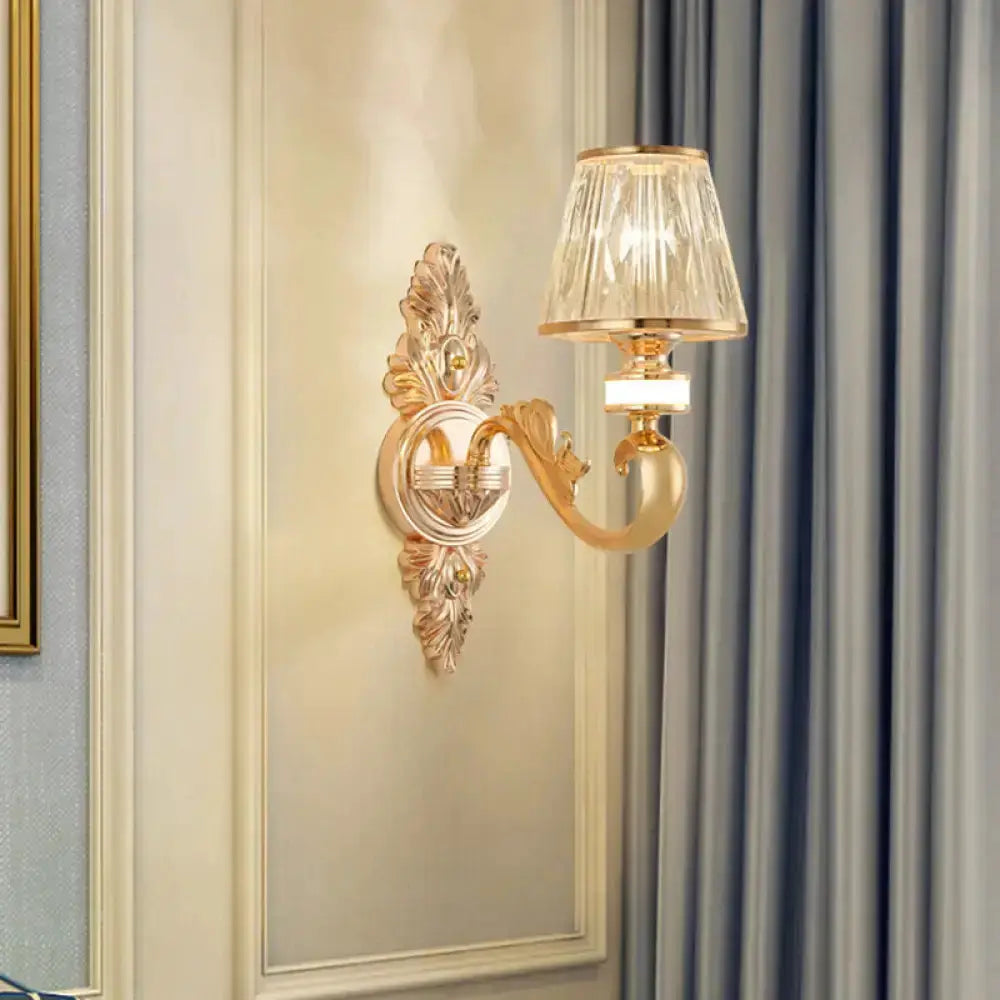Modern Gold Wall Lamp With Crystal Shade Sconce