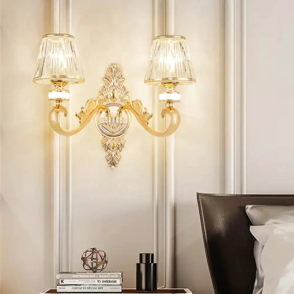 Modern Gold Wall Lamp With Crystal Shade Sconce